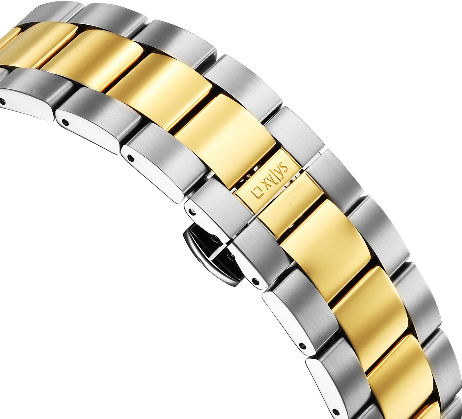 Image of XYLYS Sparkle Xylys Automatic with Date Black Dial Two Toned Stainless Steel Strap Analog Watch - For Men