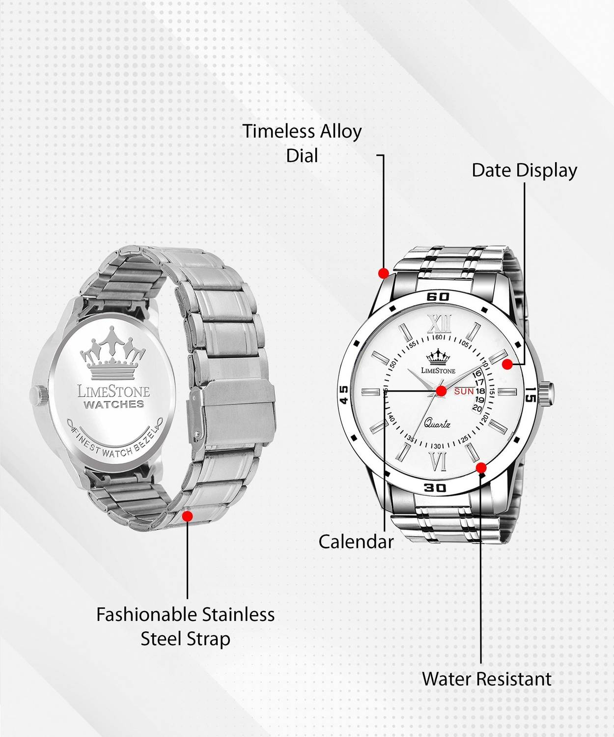 LIMESTONE Men's Steel Strap Quartz Watch - Image 2