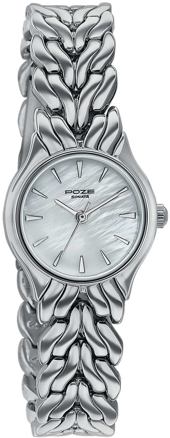 Image of SONATA Poze Drop 9.2 Poze 9 Quartz White Dial IPS Solid Link Strap Analog Watch - For Women