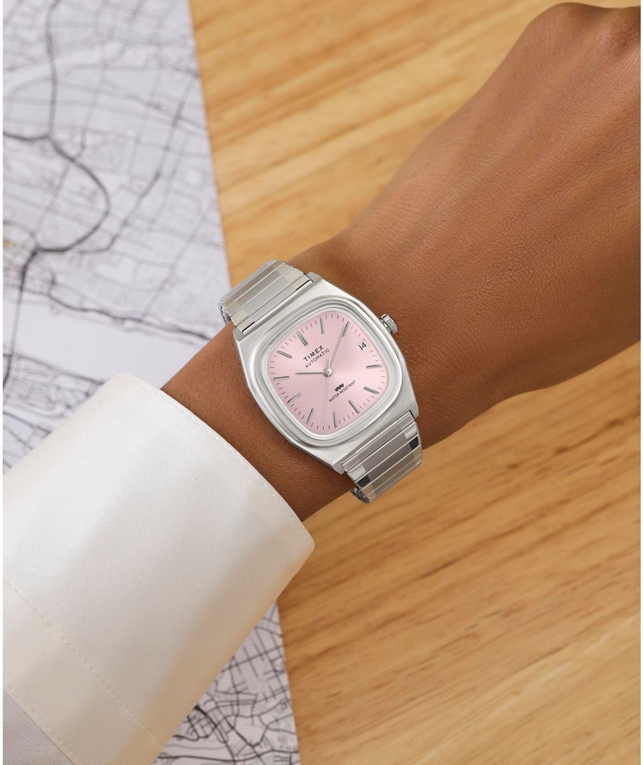 Image of TIMEX TW2Y66800IK Square 34mm Pink Analog Watch - For Men