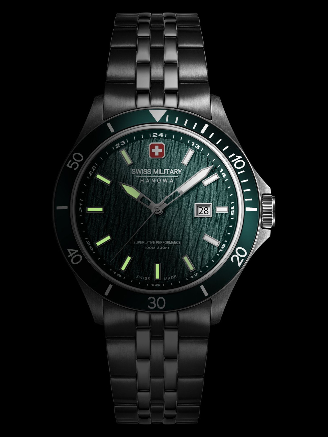 Image of Swiss Military Hanowa FLAGSHIP ELEMENTS EARTH FLAGSHIP ELEMENTS EARTH Green Round Dial | Swiss Made Analog Watch For Men's Analog Watch - For Men