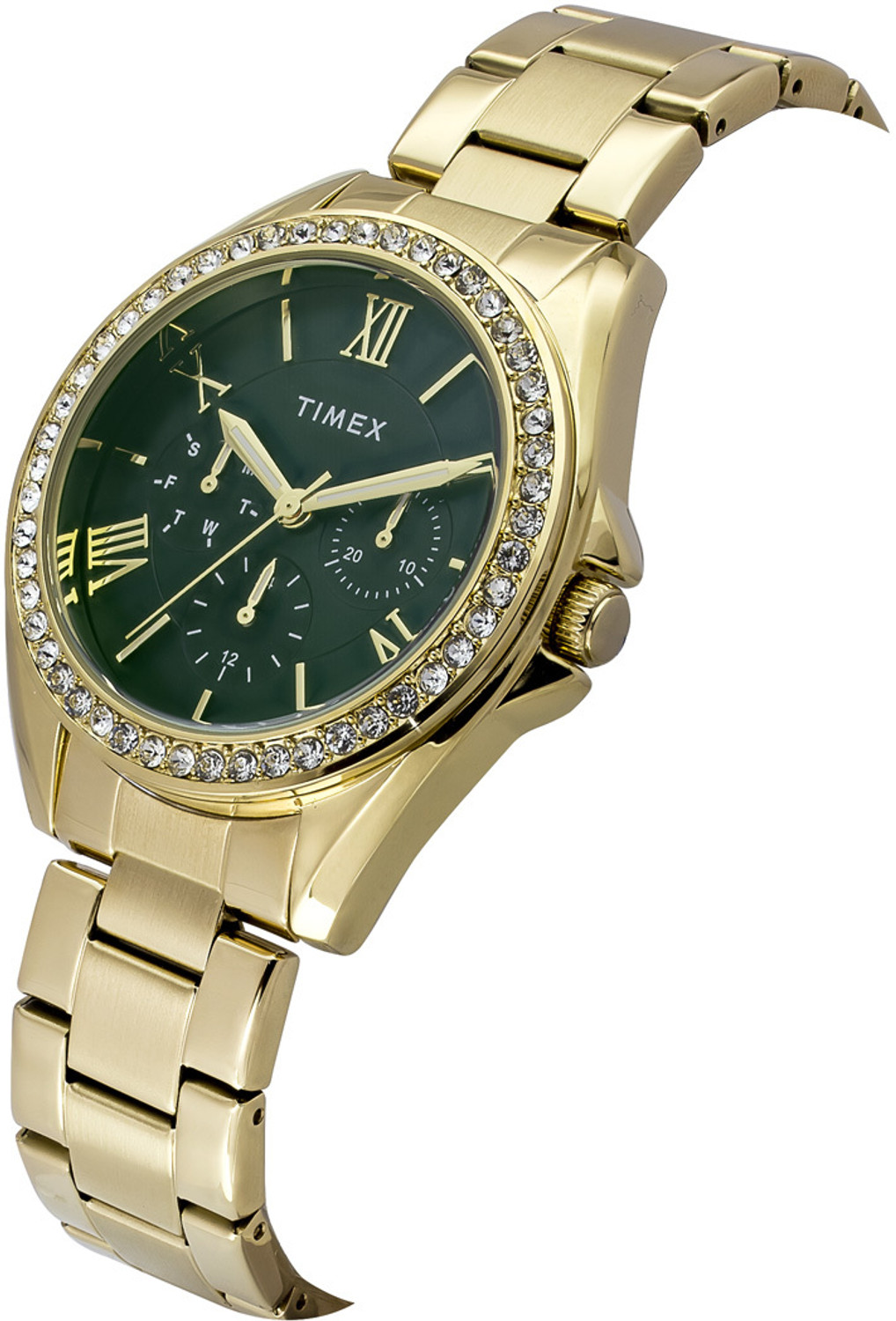 Image of TIMEX TWEL253SMU02 Round 38mm Green Dial Analog Watch - For Women