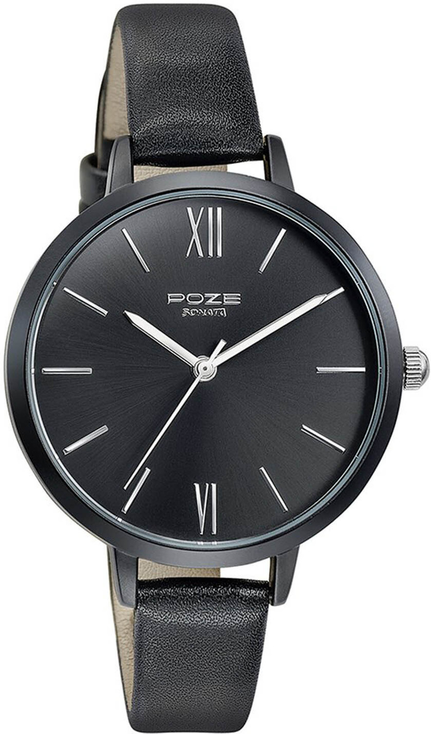 Image of SONATA Sonata Poze Quartz Analog Black Dial Leather Strap Watch for Women - SP80075KL04 Analog Watch - For Women