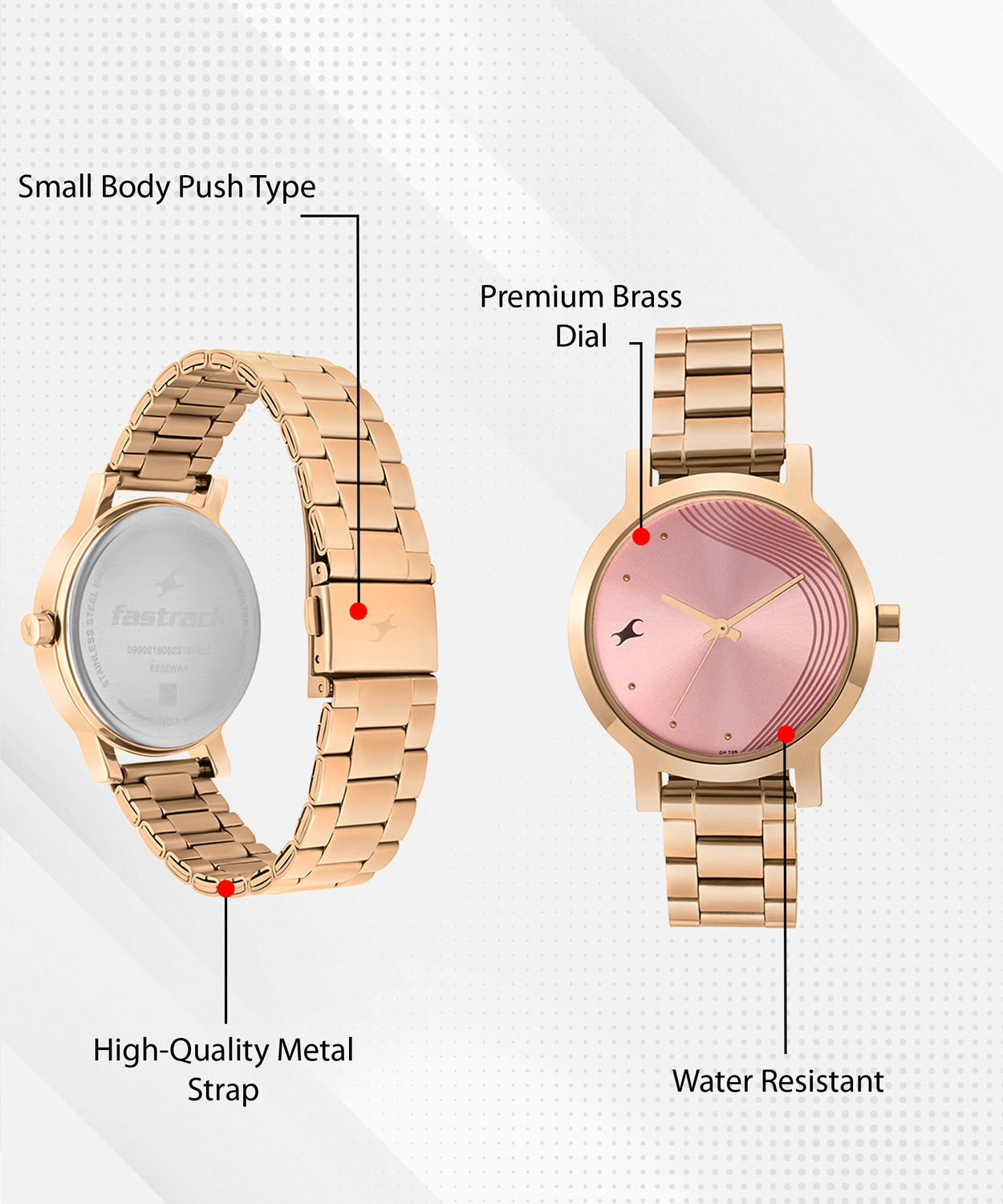 Image of Fastrack FK Exclusive Analog Watch For Girls 6222WM01 Alpha Dial Pink Analog Watch - For Women