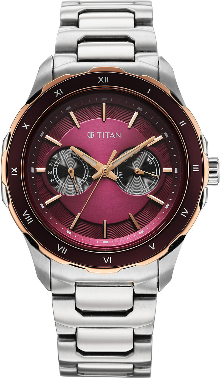 Image of Titan Regalia Opulent VI Regalia Opulent VI Quartz Burgundy Dial Silver Stainless Steel Strap Analog Watch - For Men