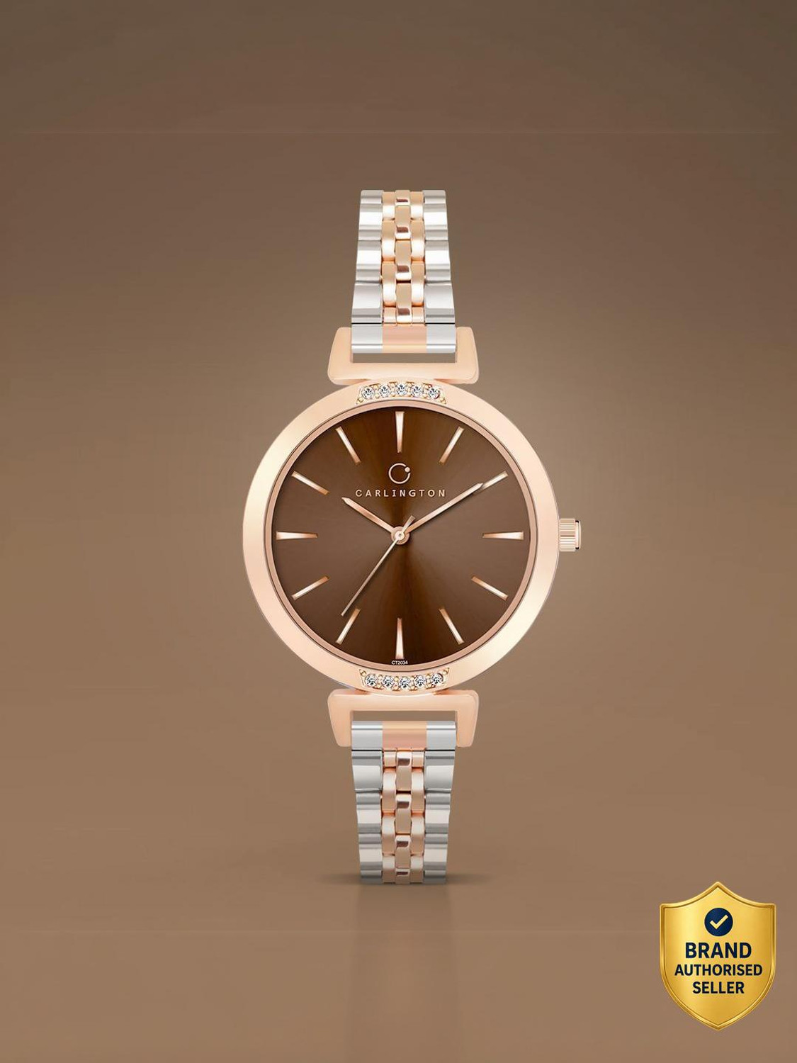 Carlington CT 2034 Two Tone Brown Carlington Iconic Series Premium Ladies Wrist Watches Analog Watch  - For Women