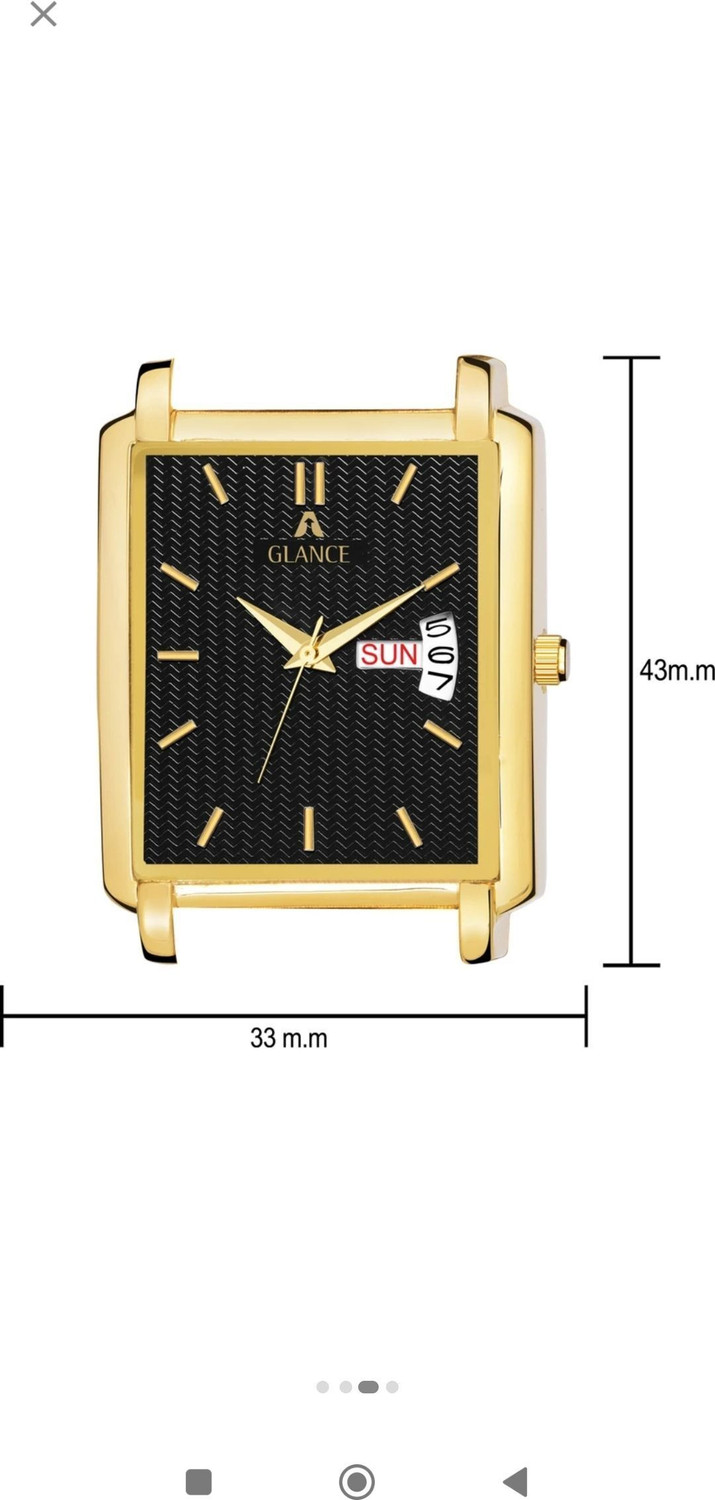 Image of Aglance 1506YM01 Golden dial 1506YM03 Black Dial Master Piece of Square with Day & Date Functions Analog Watch - For Men