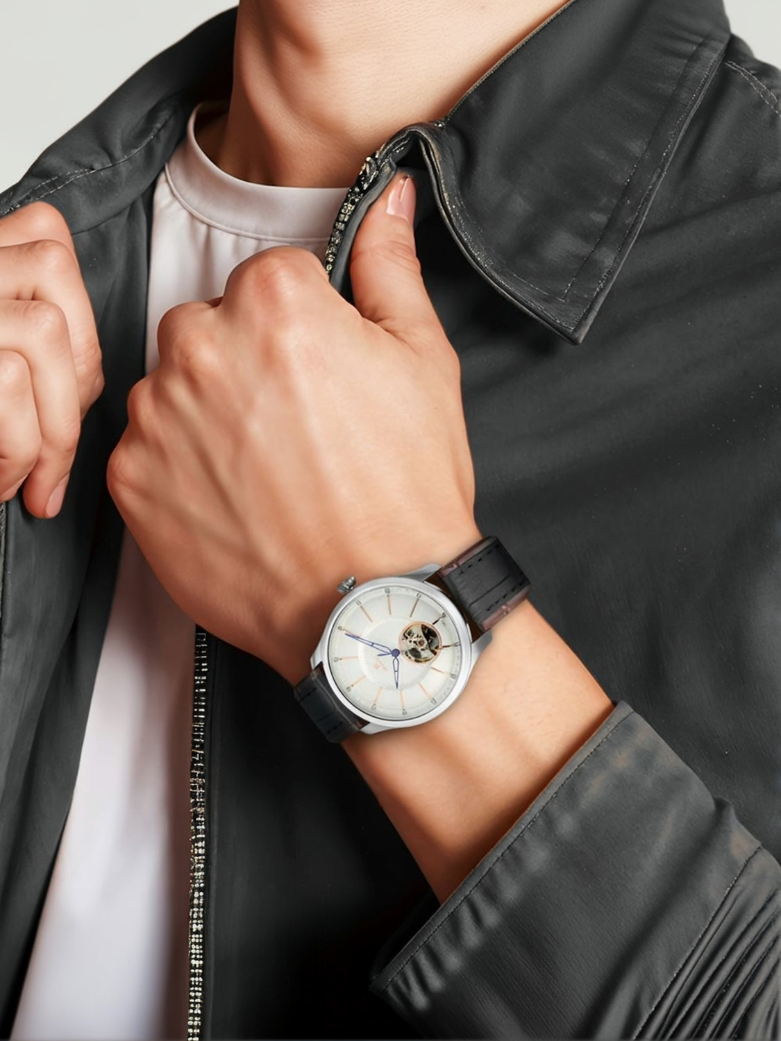 Image of Titan Nq1796K L01F - Dh992 - Automatics Titan Magnate Automatic Silver Dial Brown & Black LeatherStrap Analog Watch - For Men