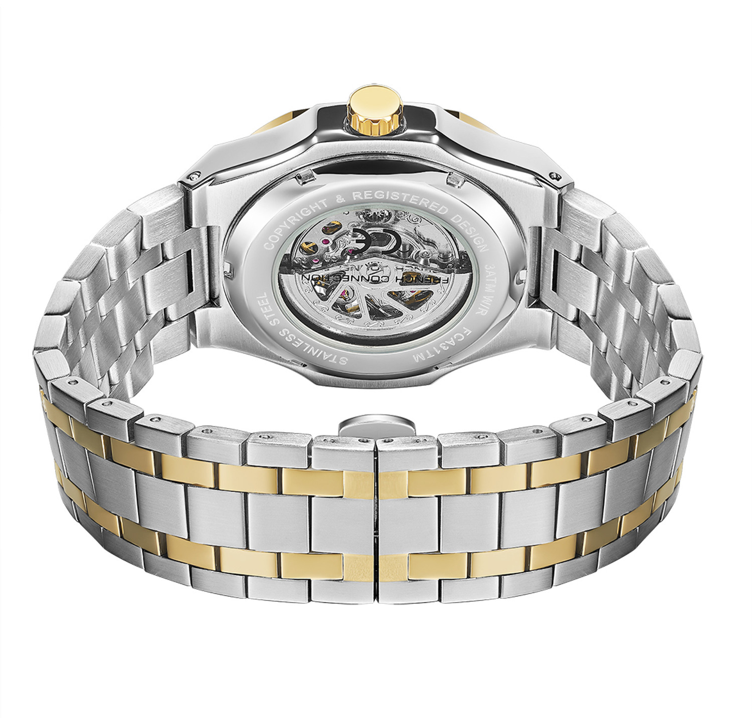 Image of French Connection French Connection Skeleton Dial Stainless Steel Automatic Watch for Men Analog Watch - For Men