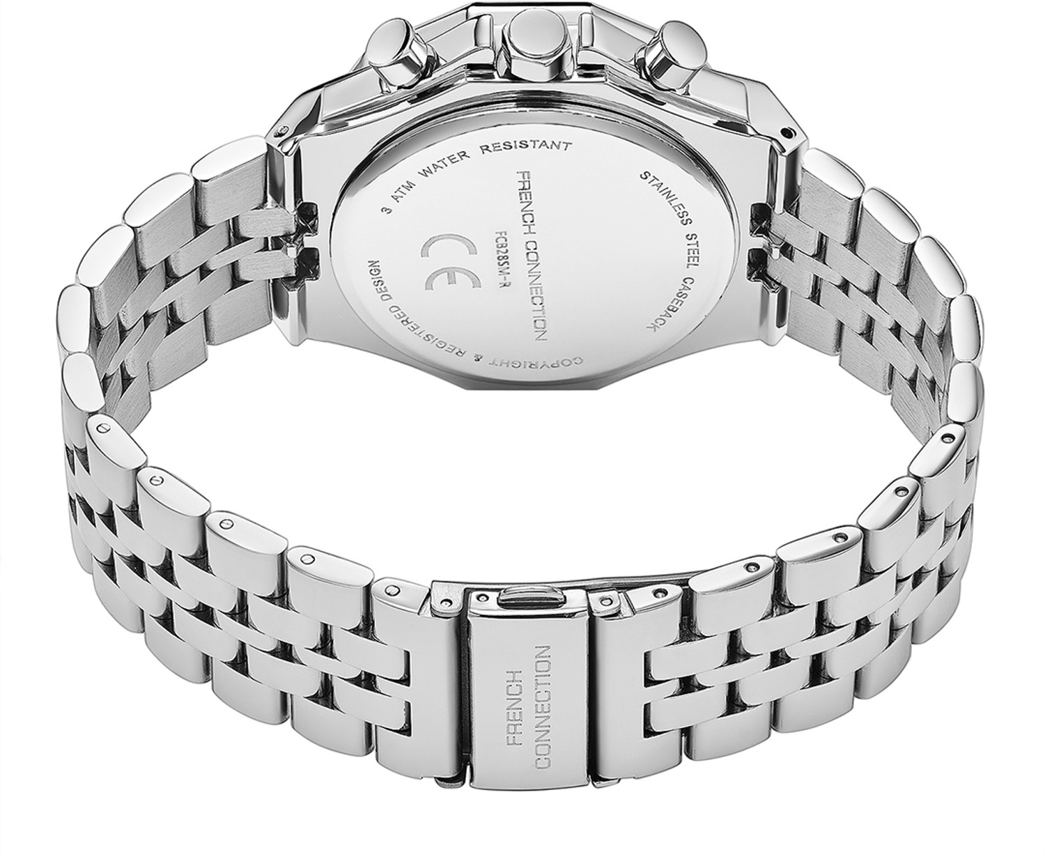 Image of French Connection CROWNEX Beige Sunray Round Dial | Silver Stainless steel Chronograph Watch for Men Analog Watch - For Men