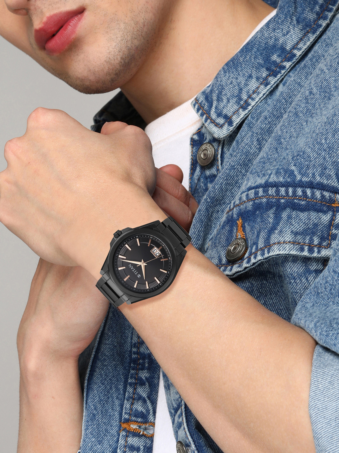 Image of Titan Classique Big Date Titan Classique Big Date Quartz Black Round Dial Men's Watch / Analog Watch - For Men