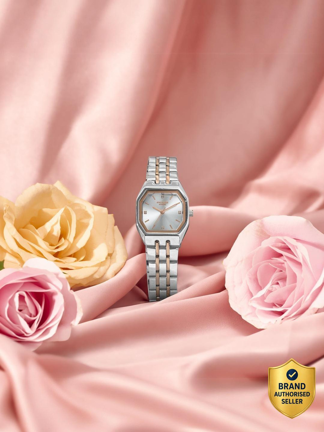 Image of SONATA Poze 8 Sonata Poze 8 Quartz Silver Dial IP Rose Gold Stainless Steel Strap Analog Watch - For Women