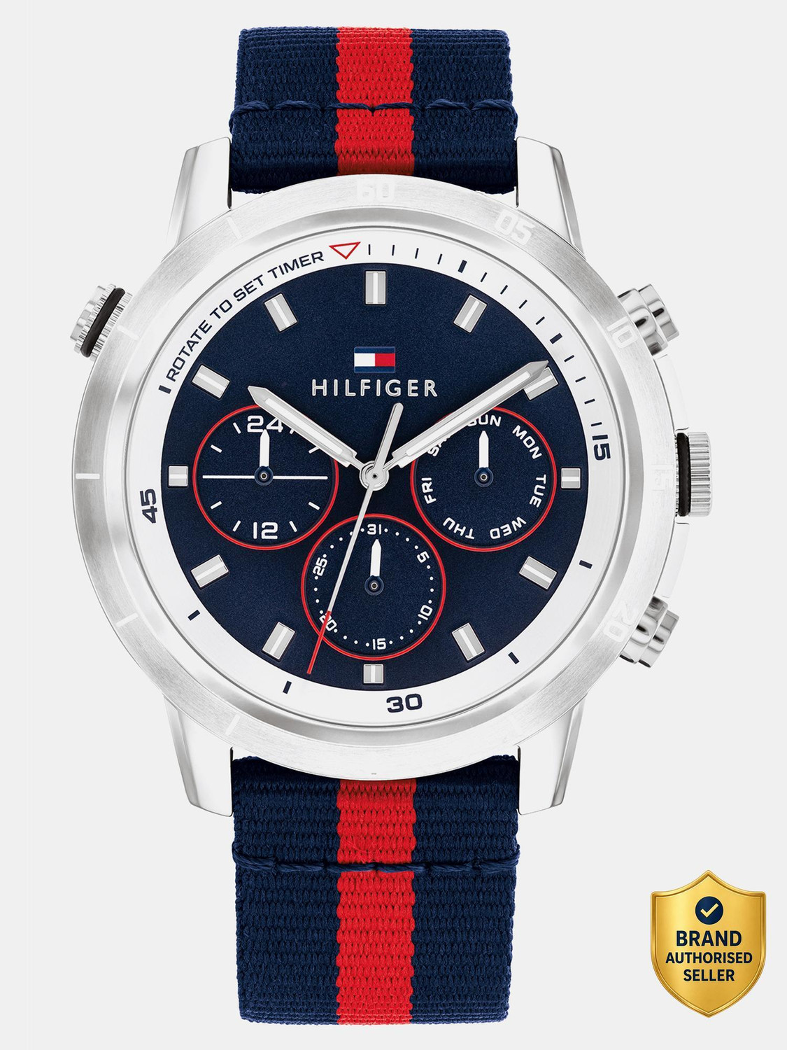 Image of TOMMY HILFIGER Sport Tommy Hilfiger Sport Navy Round Dial Men's Leather Watch / Analog Watch - For Men