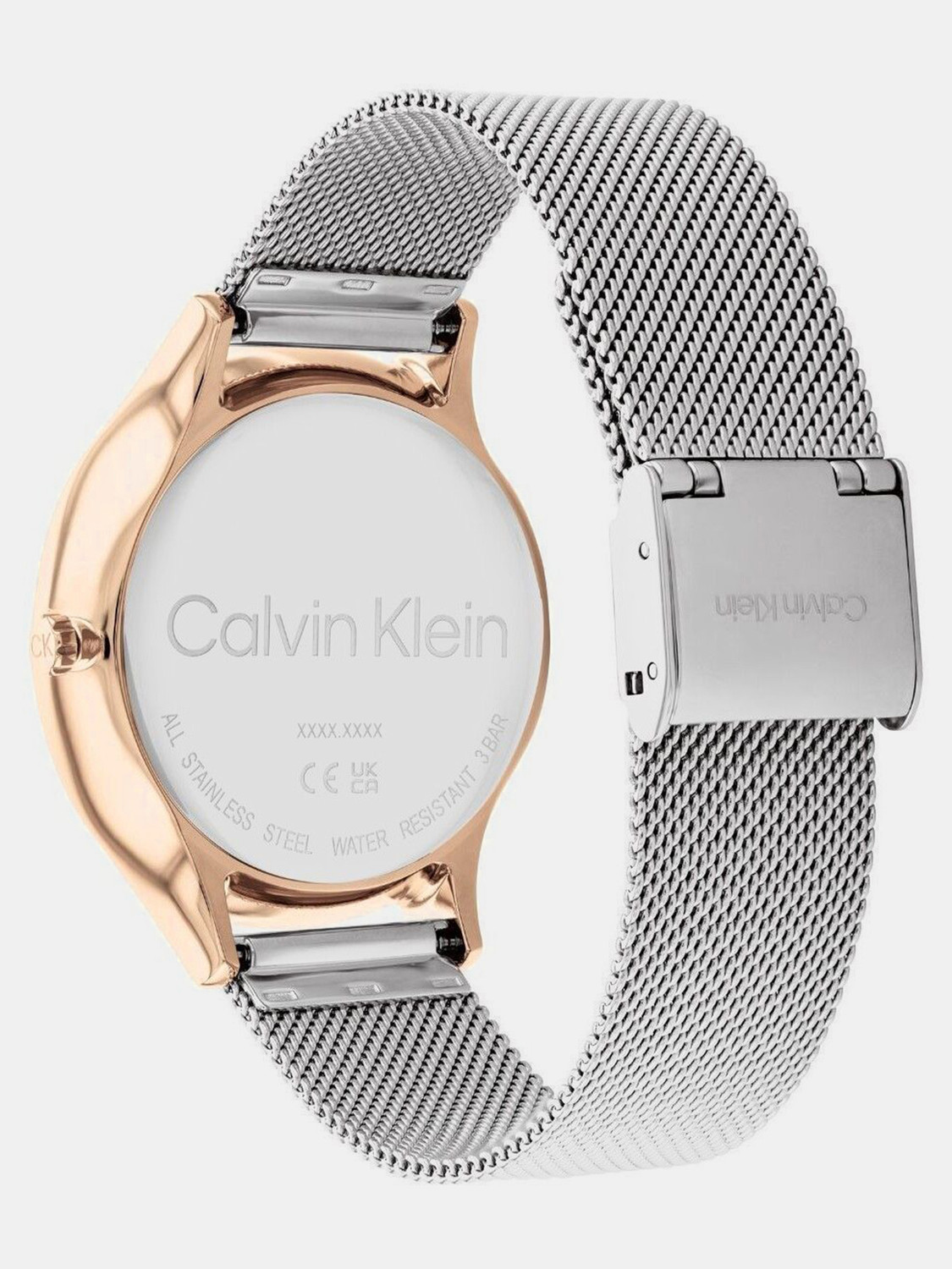 Image of Calvin Klein Timeless Mesh Mf Timeless Mesh Mf Silver White Round Dial Analog Watch - For Women