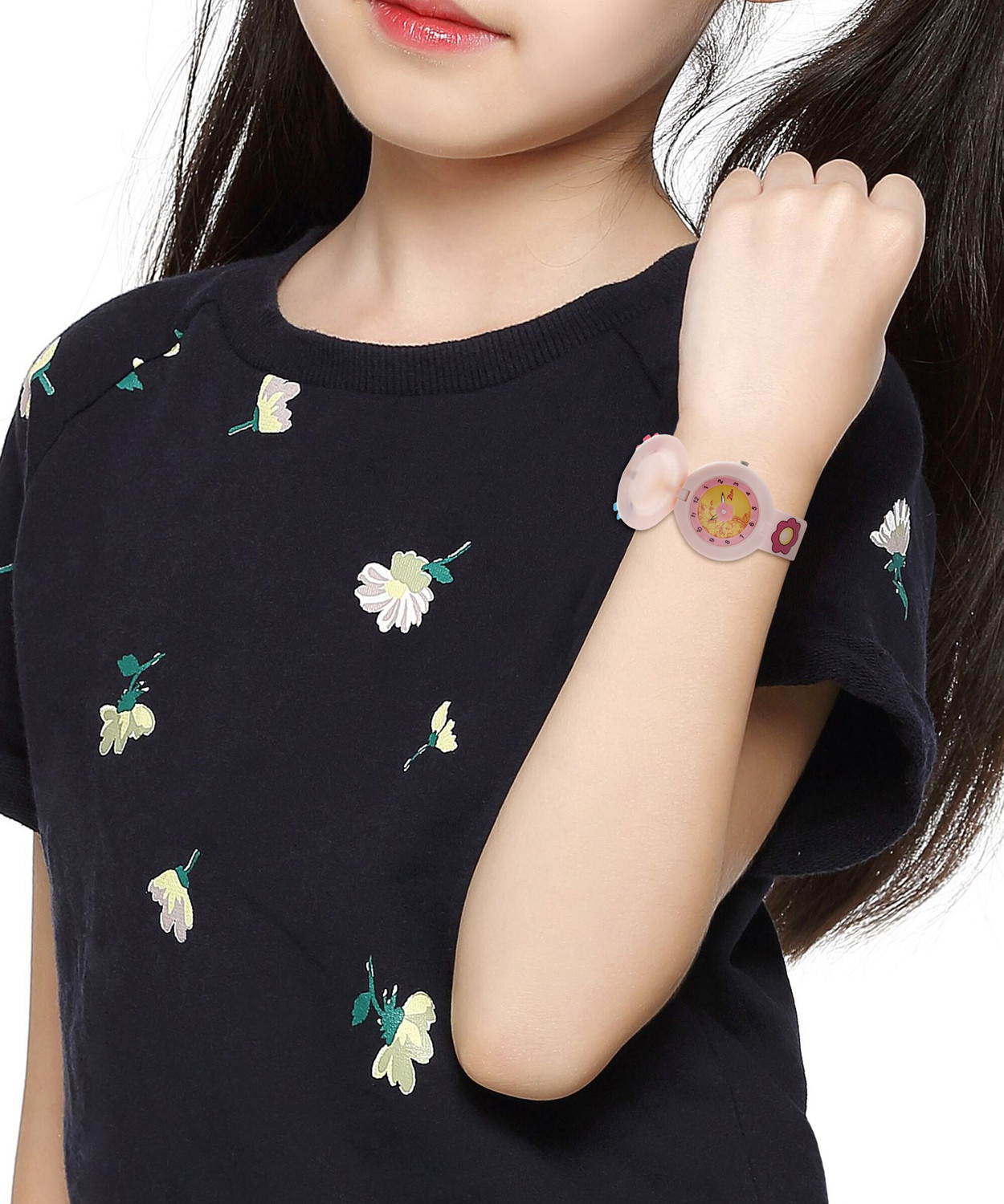 Image of Zoop NKC4032PP01W Zoop Quartz Gold Dial Pink Silicone Strap Analog Watch - For Girls
