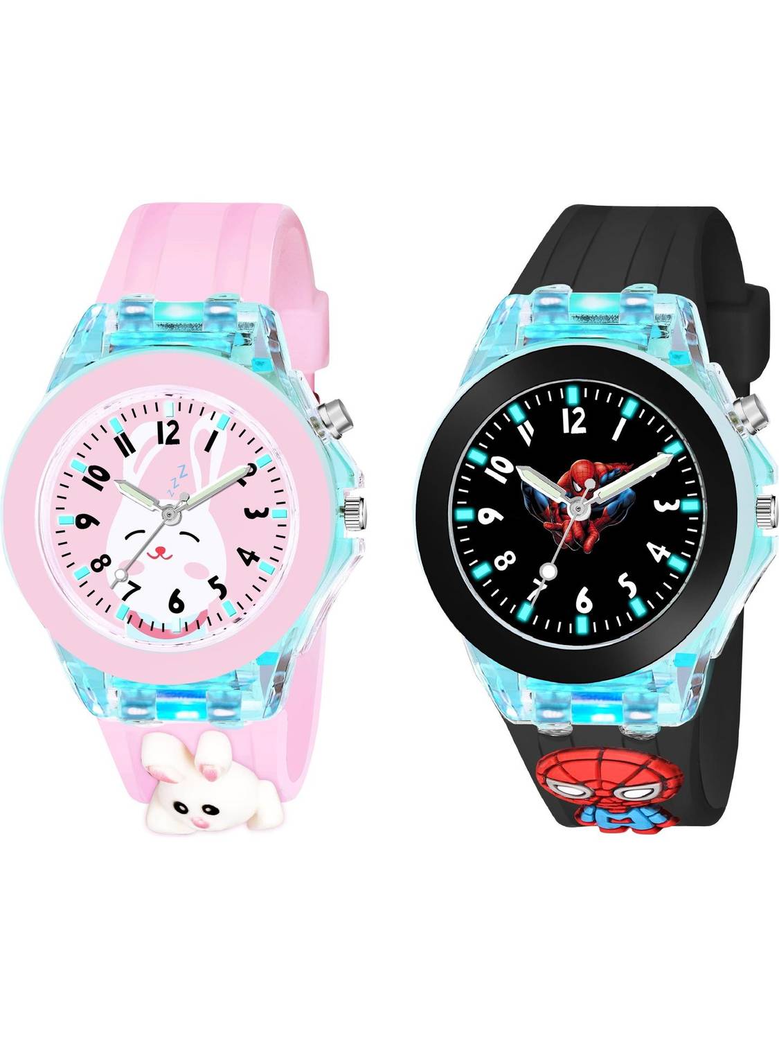 CERO Kids-Rebit-Spider Man Multicolor Lights 3D Cute Cartoon Multi Function Rubber Strap Kidd's Boys Analog Watch  - For Boys & Girls