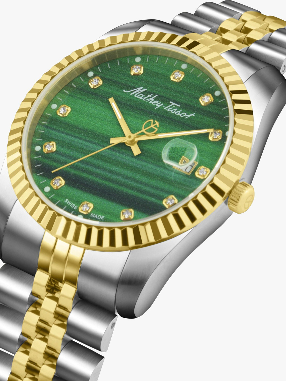 Image of Mathey-Tissot H710BSV Swiss Made MATHY II Quartz Green Dial Analog Watch - For Men