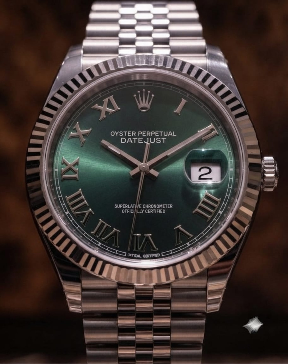 Image of Anika ROLXQ FORMAL SILVER STRIP GREEN DAIL 5544 ROLXQ FORMAL SILVER STRIP GREEN DAIL 5544 Analog Watch - For Men