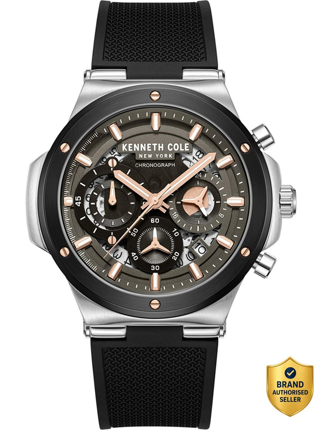 Image of Kenneth Cole Kenneth Cole Black Round Dial Silicone Watch For Men Analog Watch - For Men