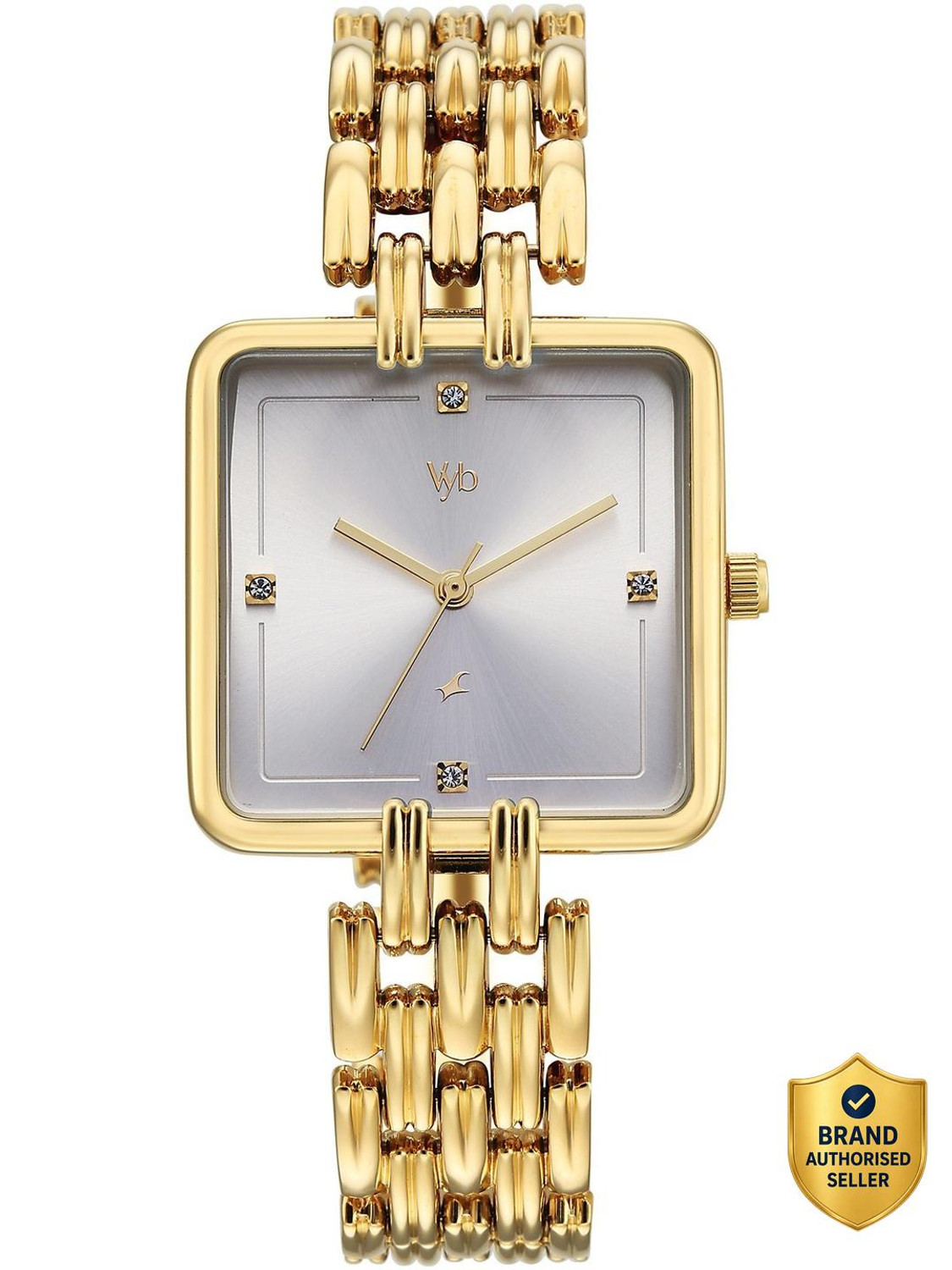 Image of Fastrack Vyb Minimalist Fastrack Vyb Minimalist Quartz Silver Dial Gold Strap Analog Watch - For Women
