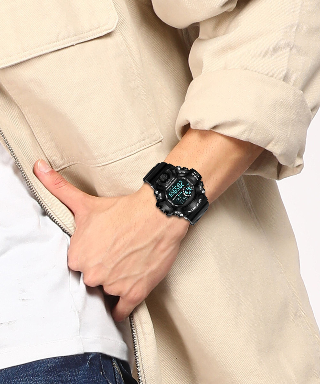 Image of Kovonsh Black Watch Unisex Waterproof Sport Digital Watch Digital Watch - For Boys & Girls