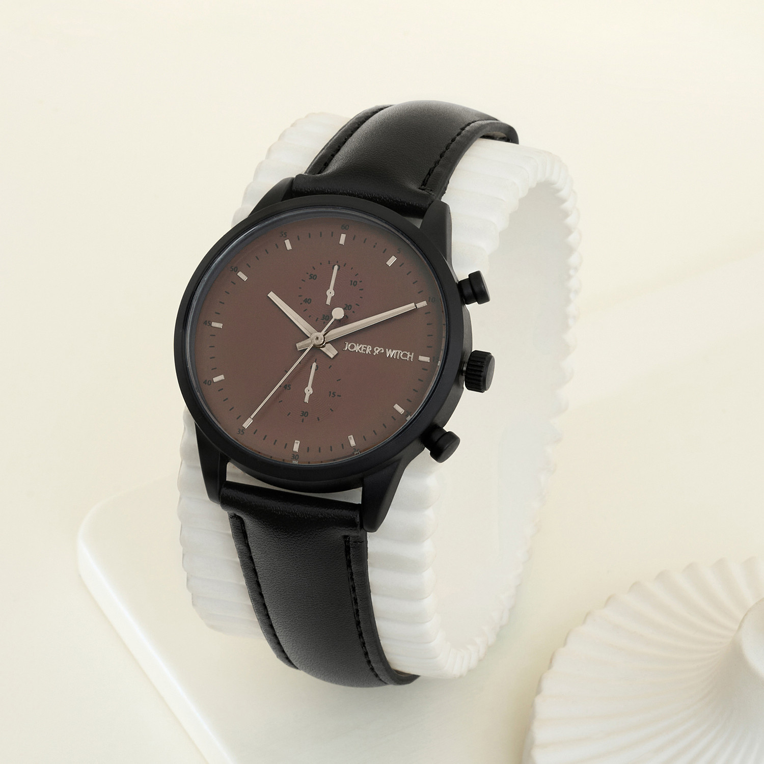 Image of Joker & Witch Joker & Witch Beetle Brown Large Dial Black PU Strap Men's Watch Analog Watch - For Men