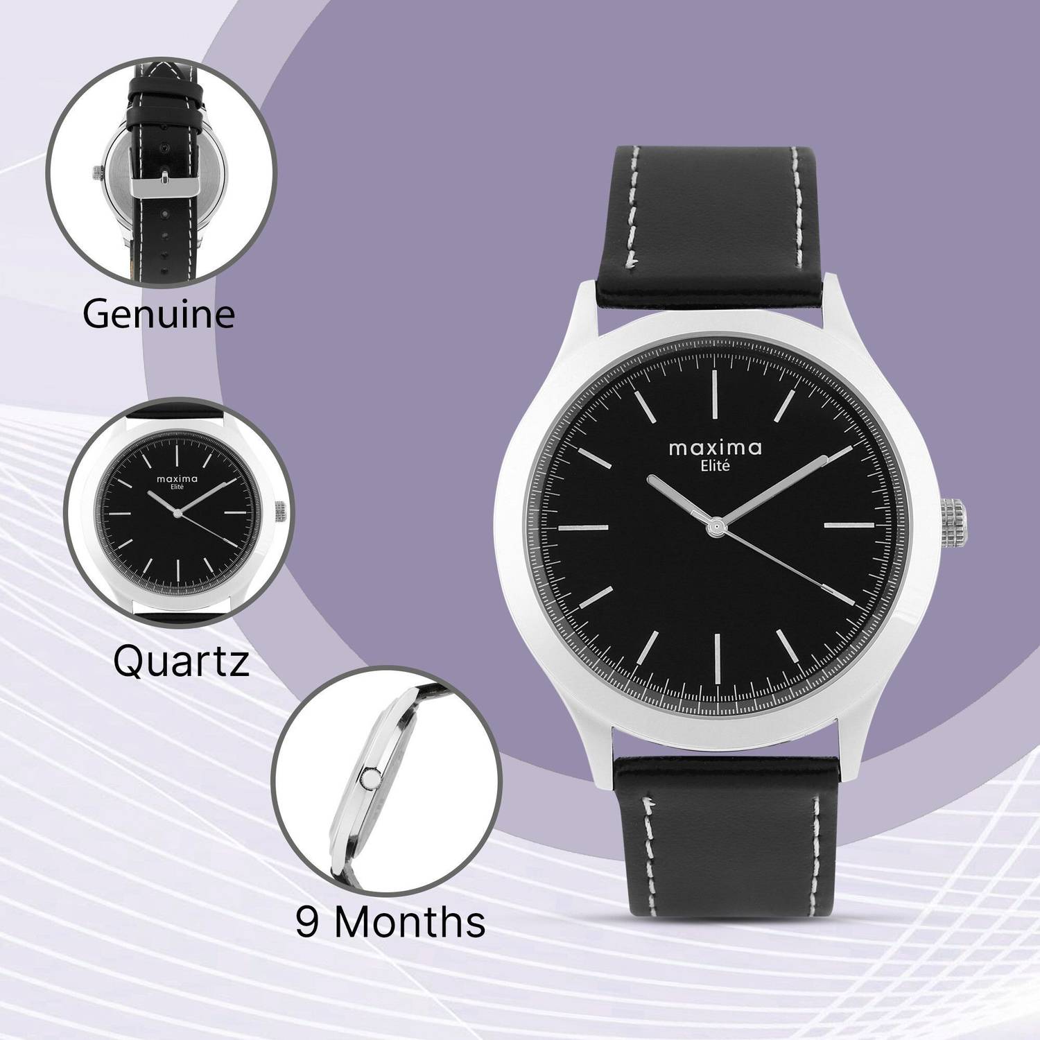 Maxima Elite Collection Men's Leather Strap Watch - Image 5