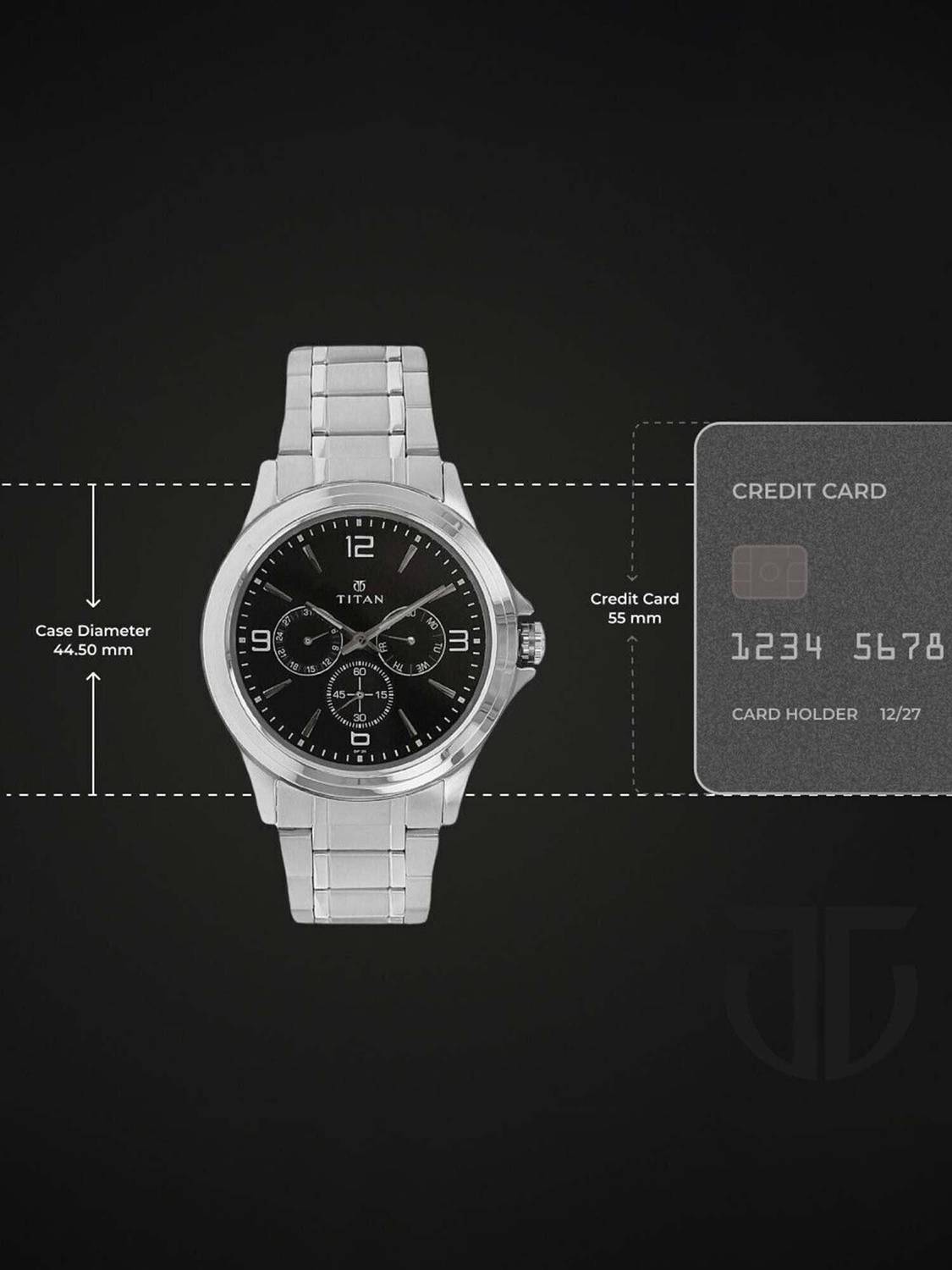 Titan Eco Multifunction Black Dial Silver Stainless Steel Watch - Image 4