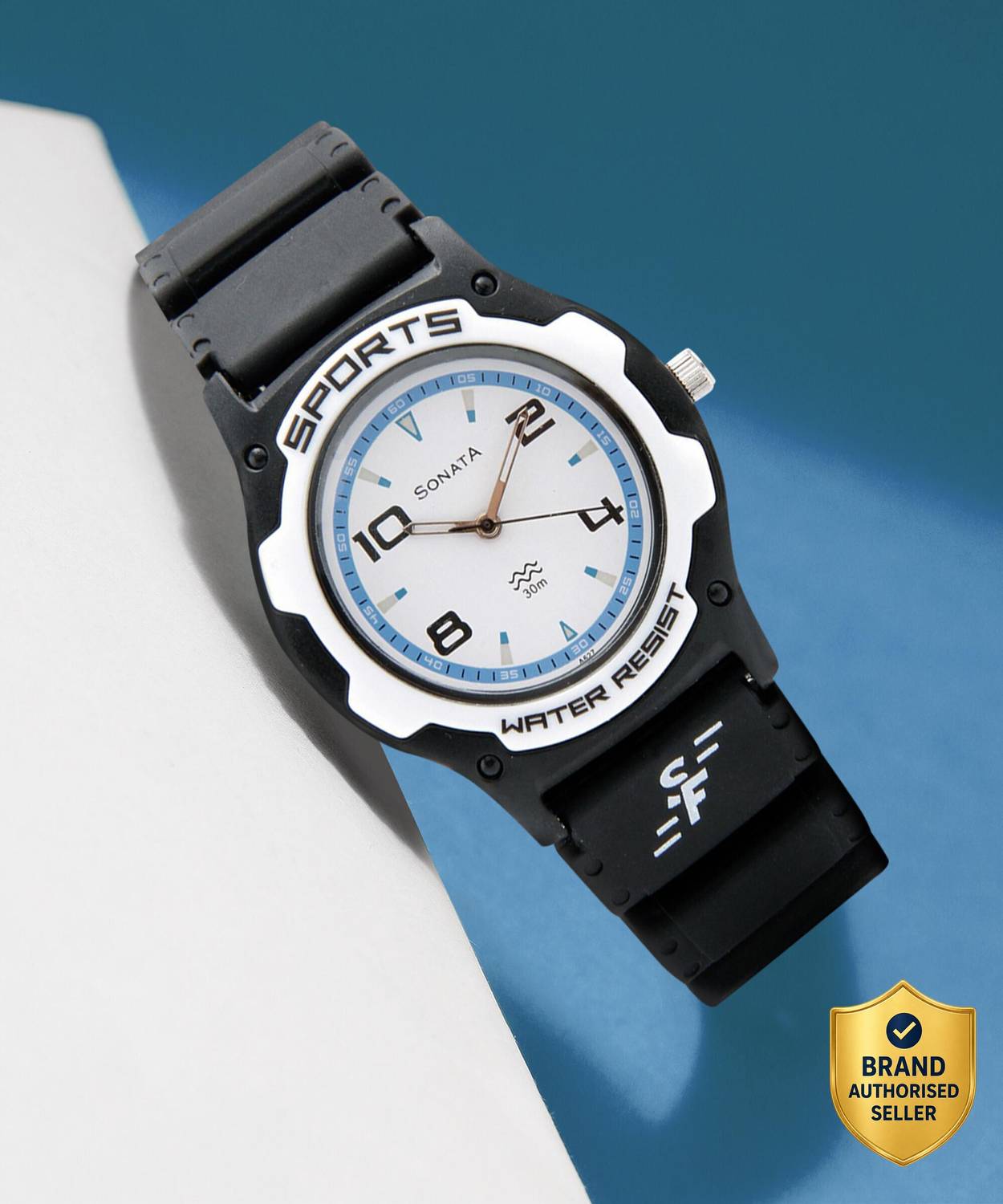 SF SF Quartz White Dial Black Silicone Strap Analog Watch - For