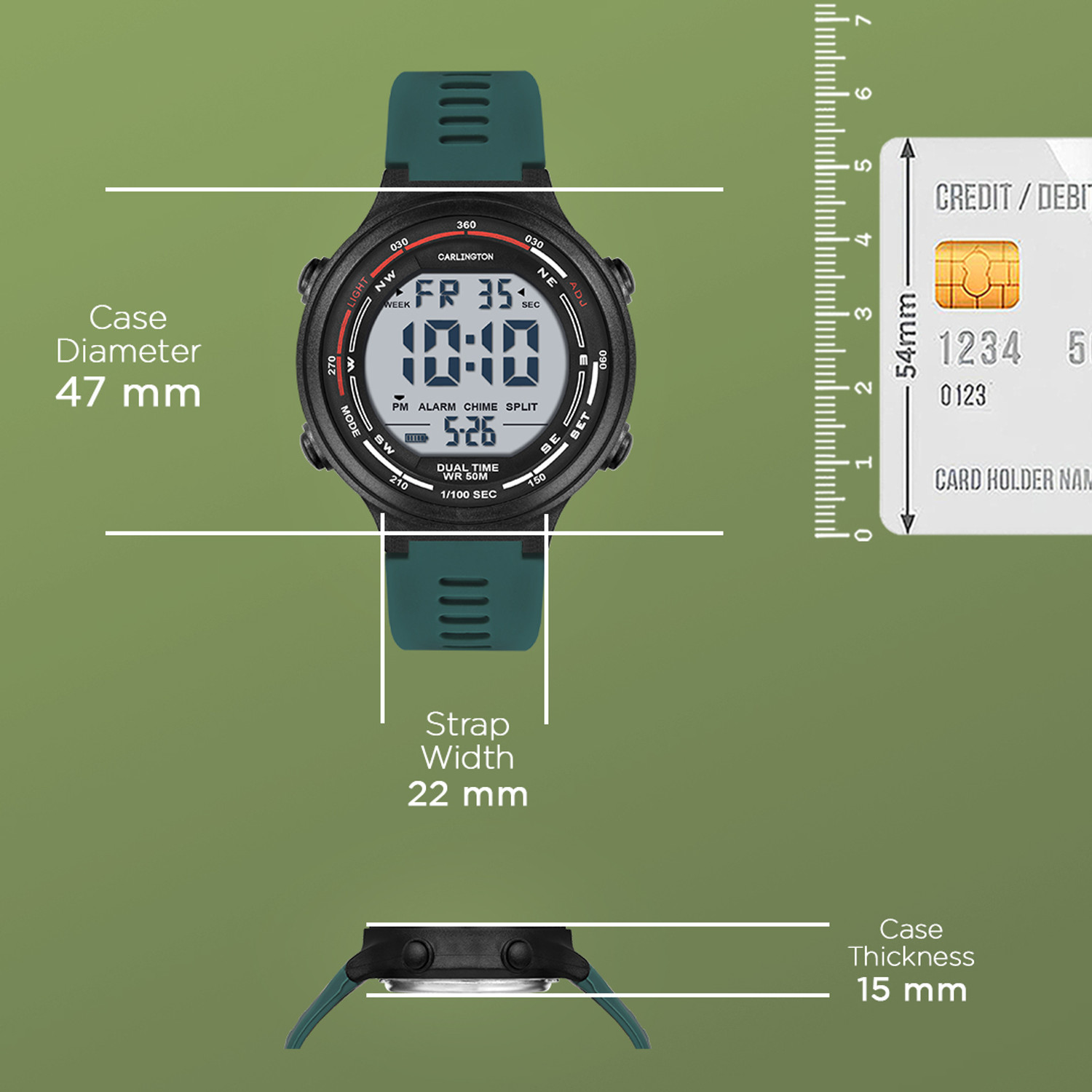 Image of Carlington Endurance 9120 Teal Endurance Series Digital Watch - For Men