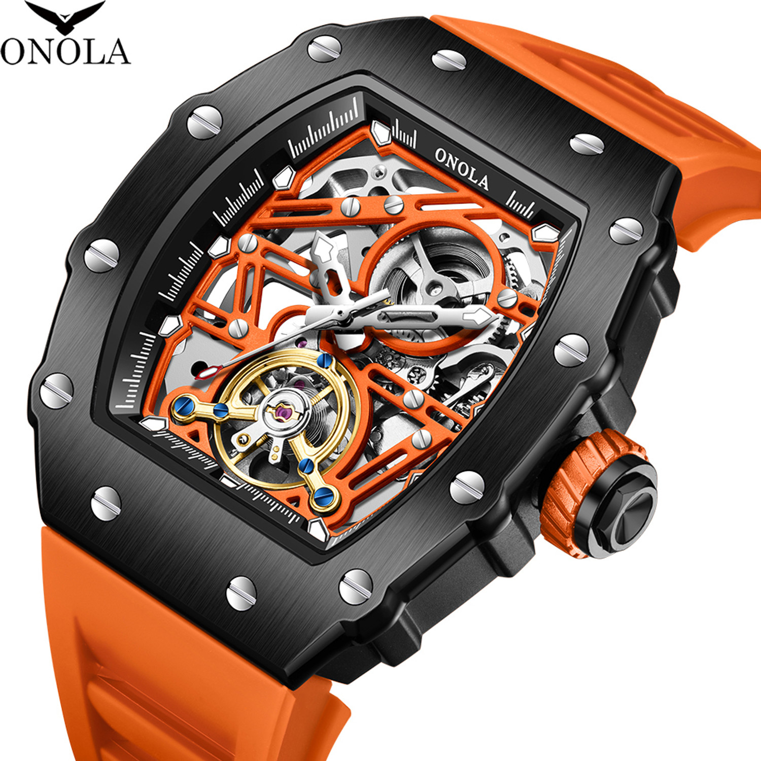 Image of ONOLA Mens Watch Automatic Mechanical Skeleton Dial Luxury wrist Watch For Men Analog Watch - For Men