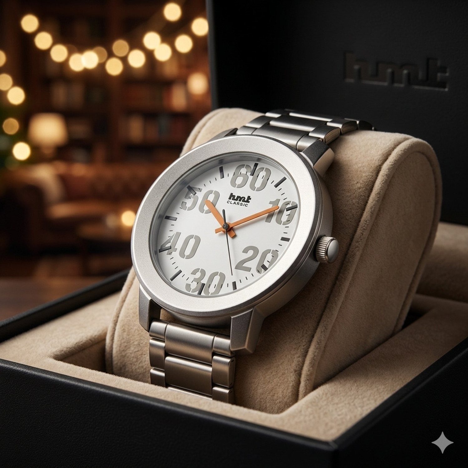 Image of HMT DLX 3121SM01 White Chain Attractive Premium Summer collection Analog Watch - For Men
