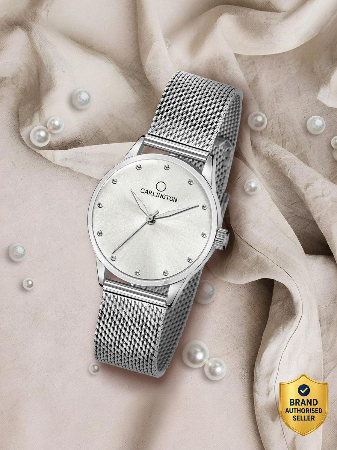 Image of Carlington CT2009 Carlington Elite Ladies With Self Adjustable Mesh Strap And Water Resistant Analog Watch - For Women