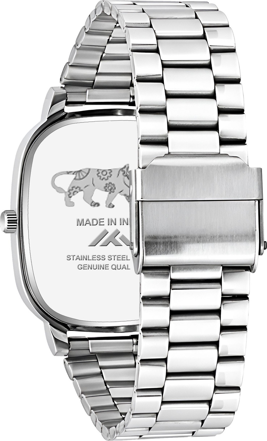 Image of PRAIZY Date Functioning Square Dial Adjustable Chain Stainless Steel Analog Watch - For Men PZ-00851