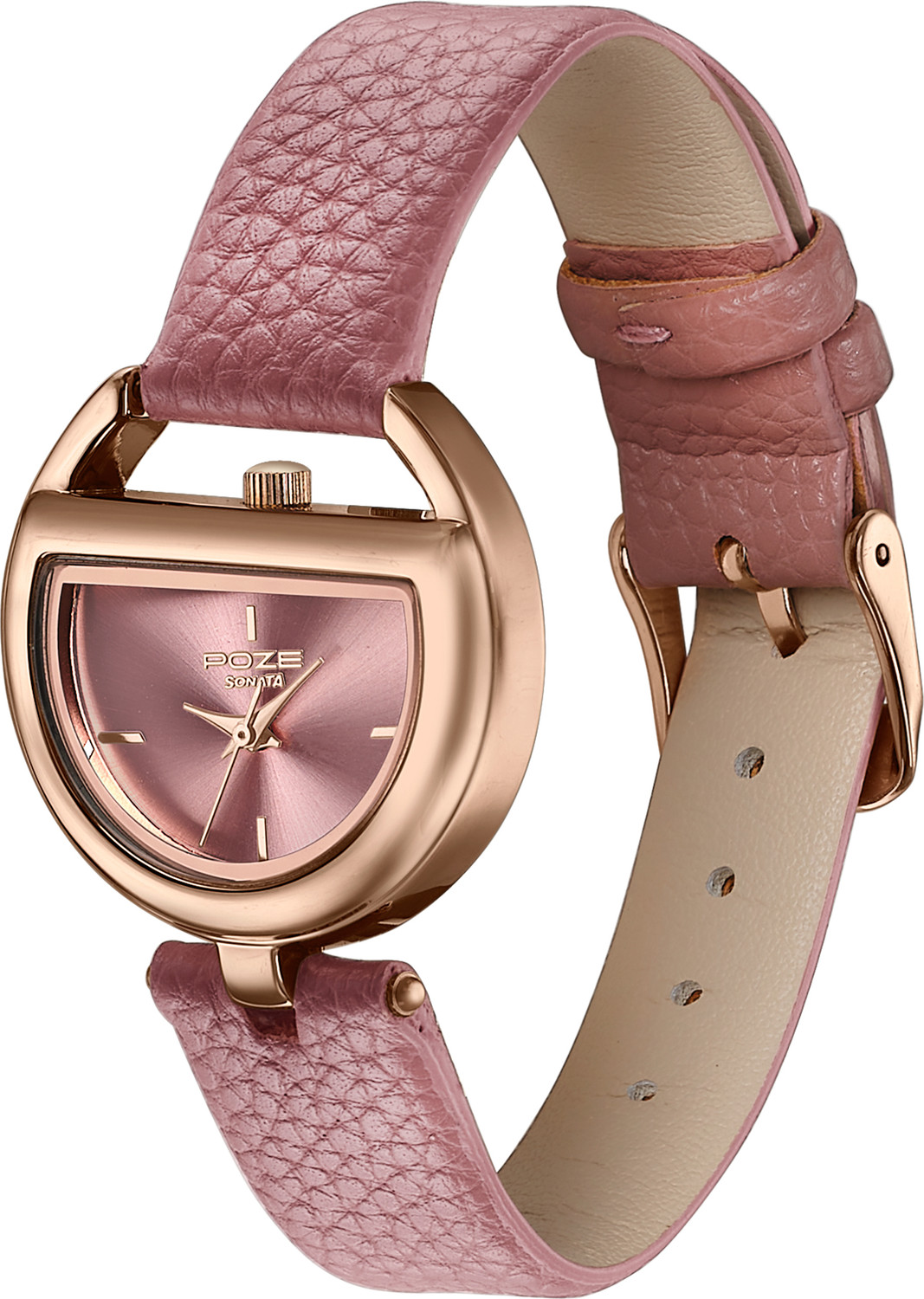 Image of SONATA Poze 8 Sonata Poze 8 Quartz Pink Dial Pink PU Leather Strap Analog Watch - For Women