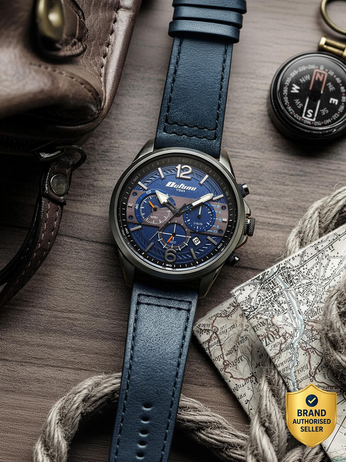 Image of Titan Titan Octane Cred Titan Octane Cred Quartz with Blue Dial Blue Leather Strap Analog Watch - For Men