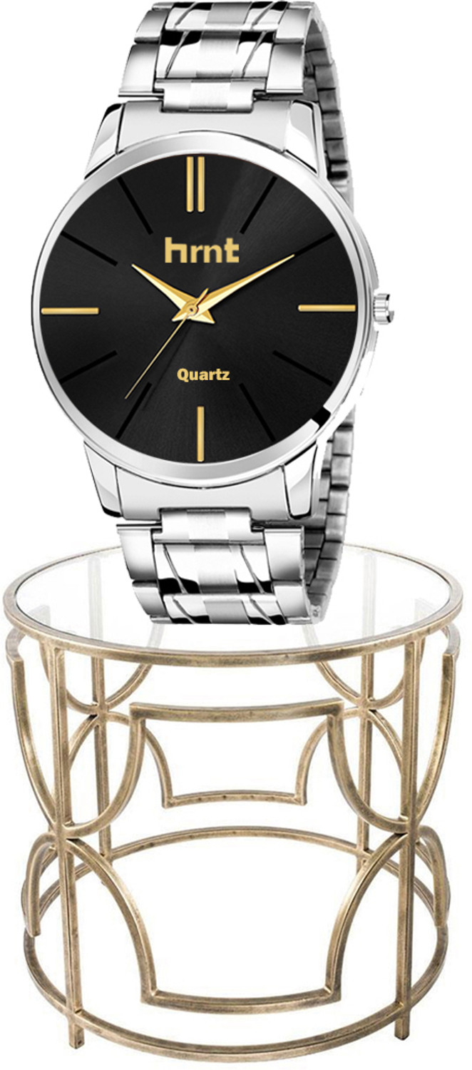 Image of hrnt NEW-HRN-9104 HMTS Stainless Steel Chain Black Dial WaterResistant & Company Hands&Wrist Watch Analog Watch - For Men