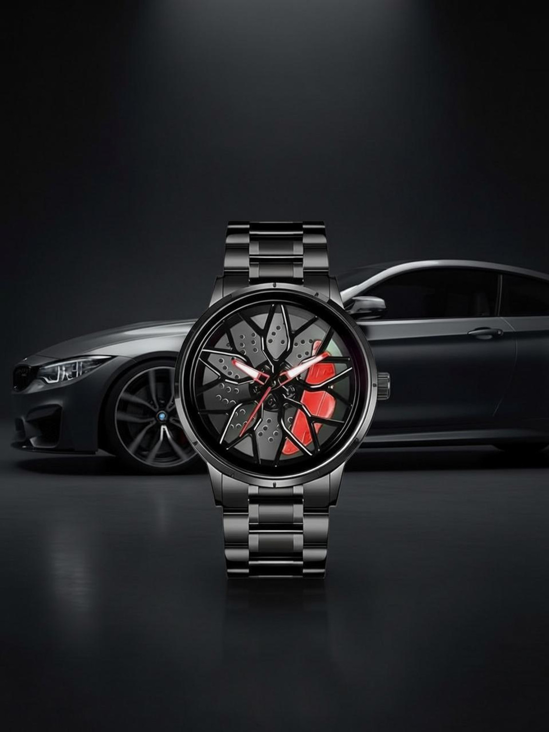Image of ST FAMILY HUB Car wheel | Spinning | Roatating | Gyro | Red Analog Watch - For Men & Women Car Wheel /Spinning /Rotating /Gyro /Red Analog Watch