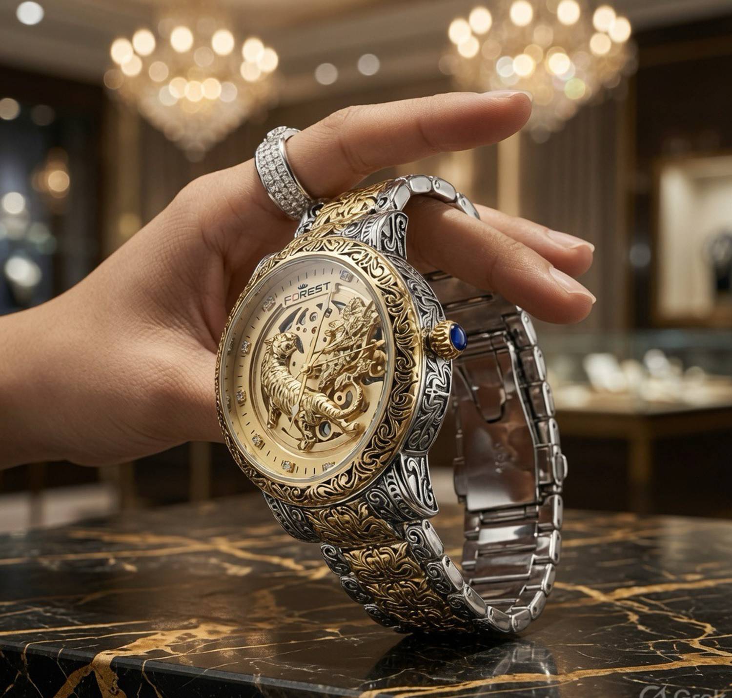 Forest Luxury Two Tone Golden Watch - Image 3