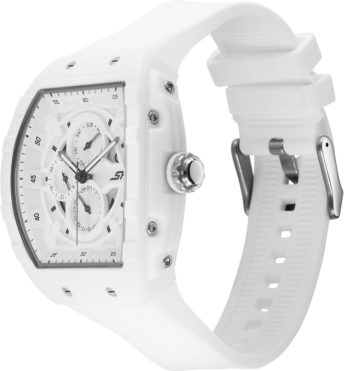Image of SONATA SF Maiden Voyage SF Maiden Voyage Multifunction White Dial White Silicon Strap Analog Watch - For Men