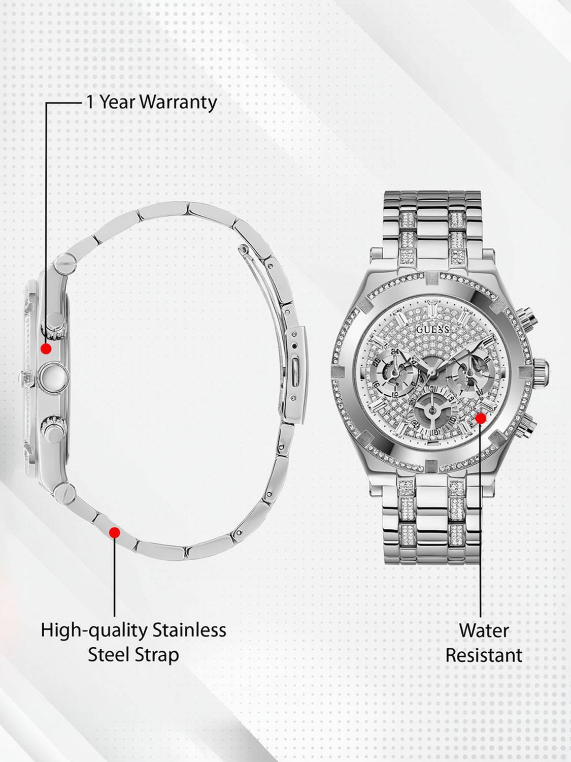 GUESS Multi-function Silver Dial Analog Watch - Men - Image 3