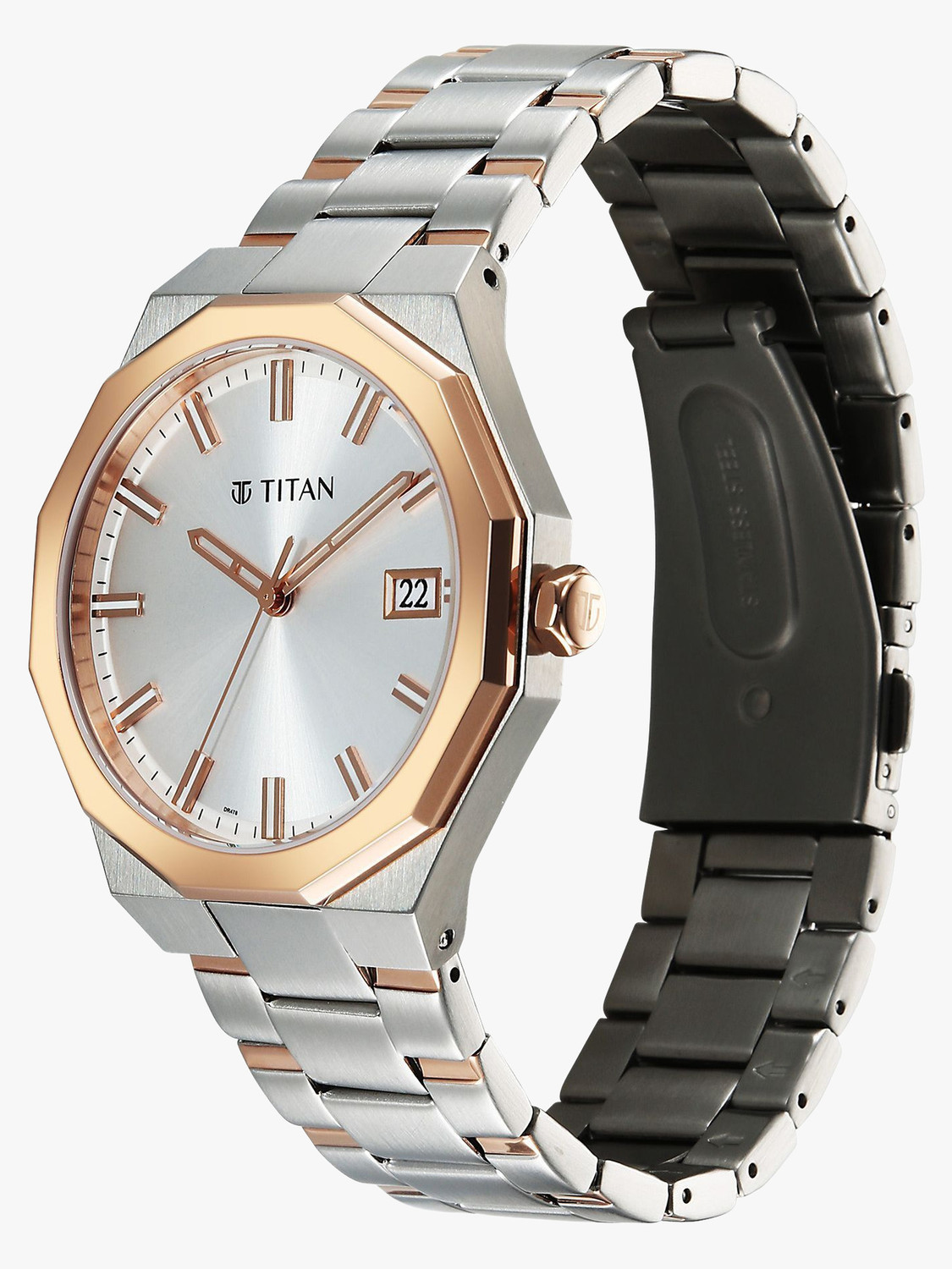 Image of Titan Dodecagon Titan Dodecagon Quartz Silver Round Dial Men's Watch / Analog Watch - For Men