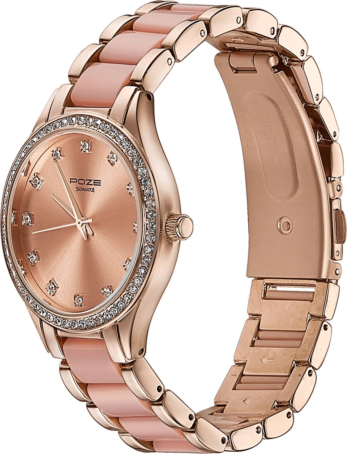 Sonata Poze Color Sway Quartz Rose Round Dial Women's Watch - Image 3