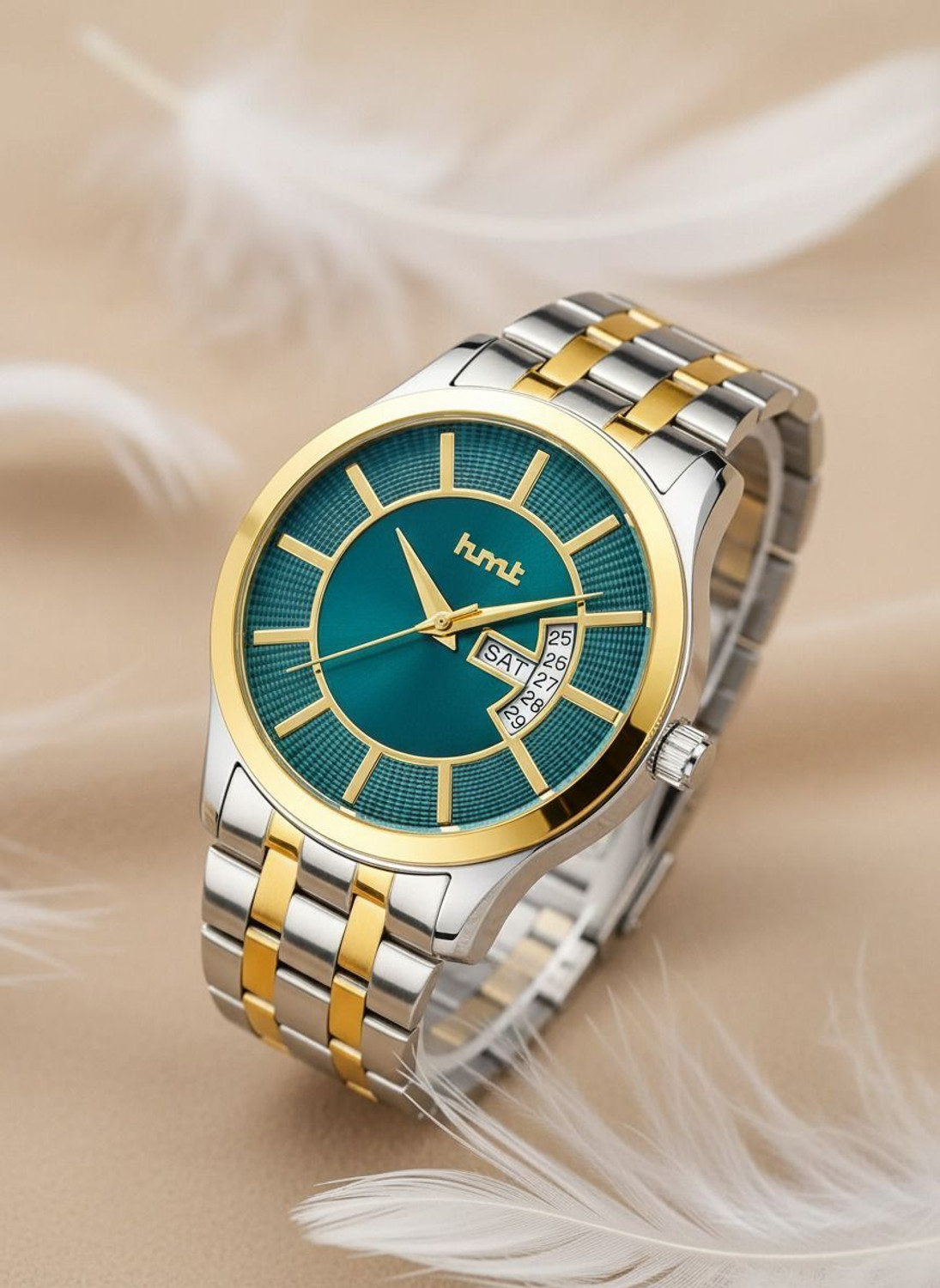 Image of hmt QUARTZ HMT Stainless Steel Chain Green Dial Water Resistant Watch For Mens & Boys Analog Watch - For Men