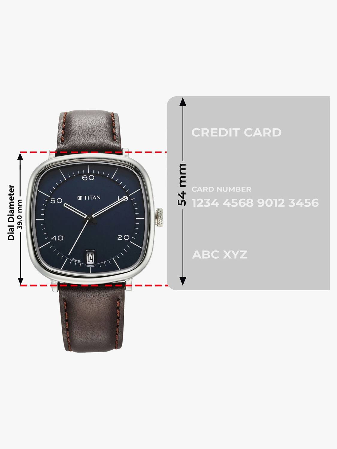 Titan Neo Curve Blue Dial Brown Leather Strap Watch - Image 4