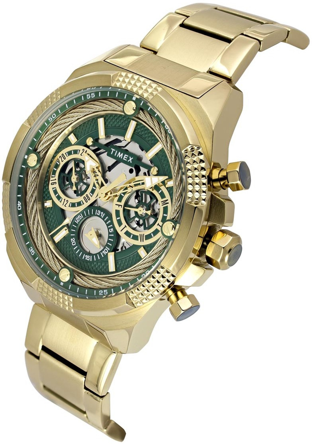 Image of TIMEX TWEG27700 Signio Round 46mm Green Dial Analog Watch - For Men
