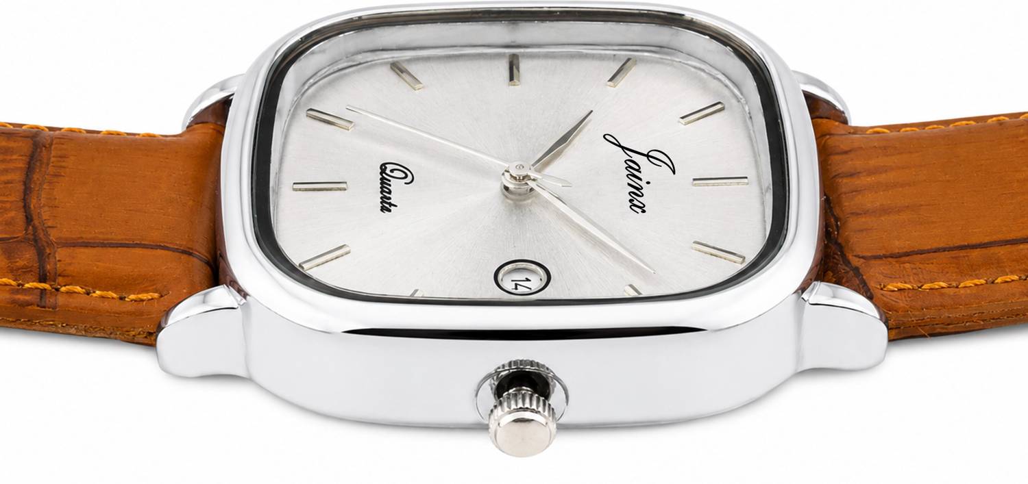 JAINX Silver Dial Tan Leather Men's Watch - Image 2