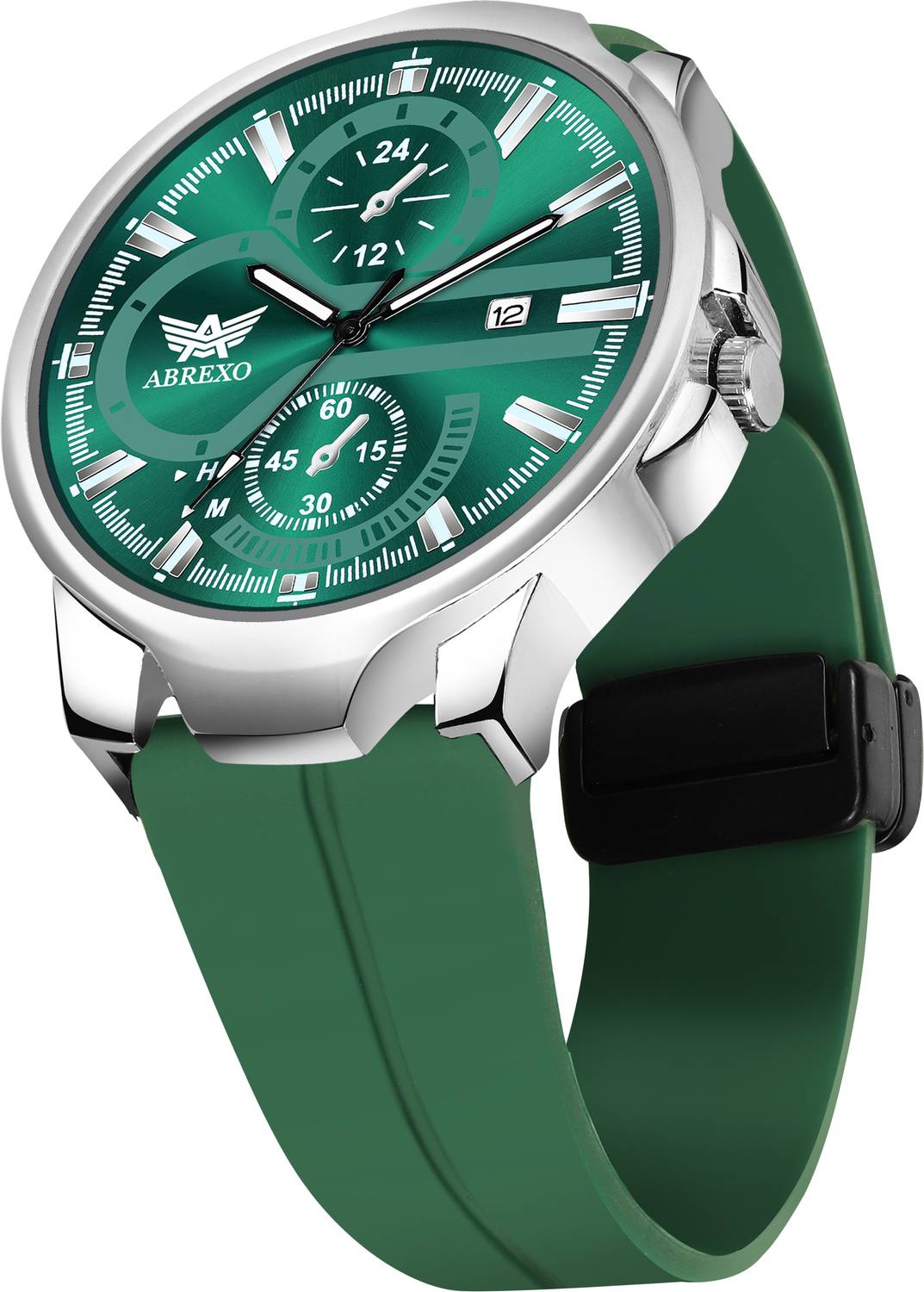 ABREXO Abx4029-SL GRN MGT ST Chronograph Look Date Working Green