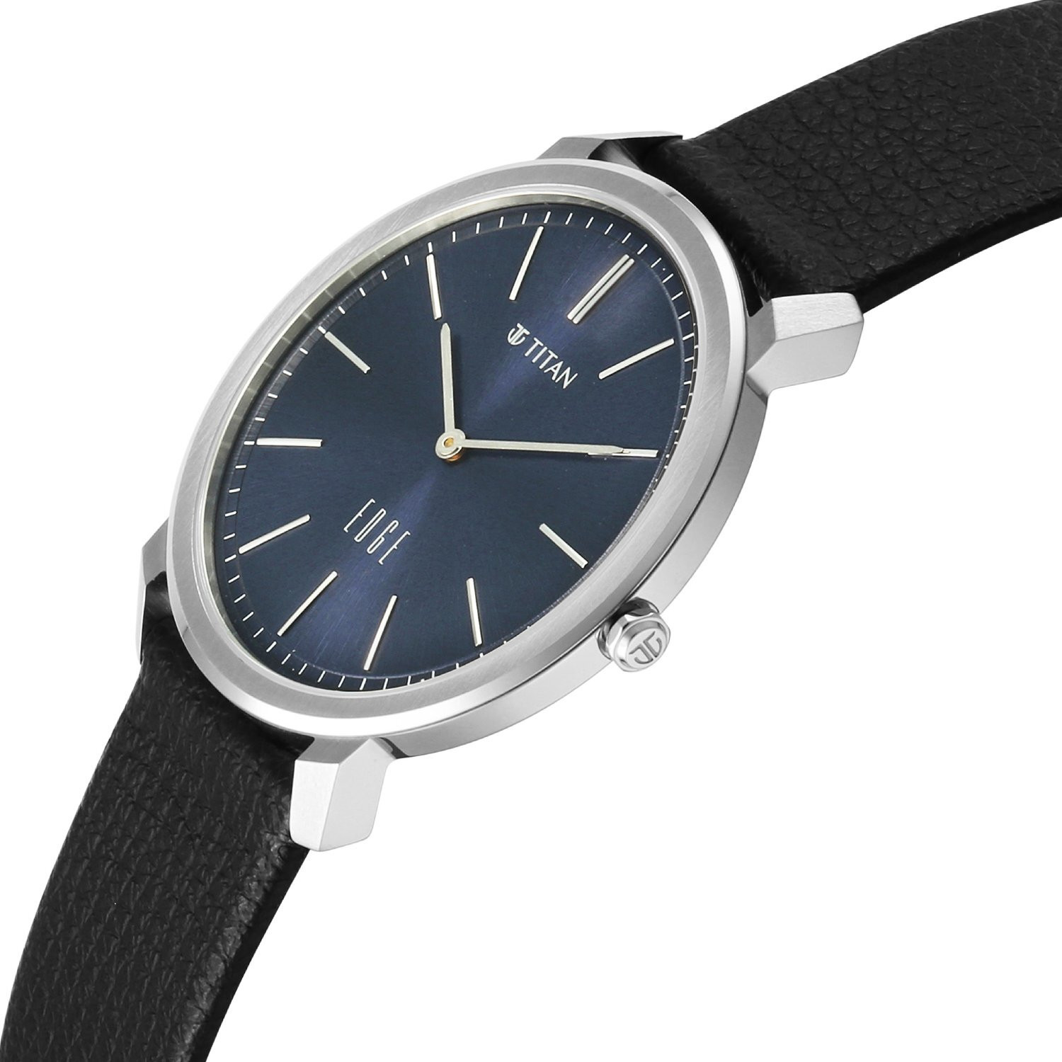 Image of Titan Edge Meister 2 Hands Blue Dial Genuine Crumpy Soft Leather Strap Analog Watch - For Men 10065SL02