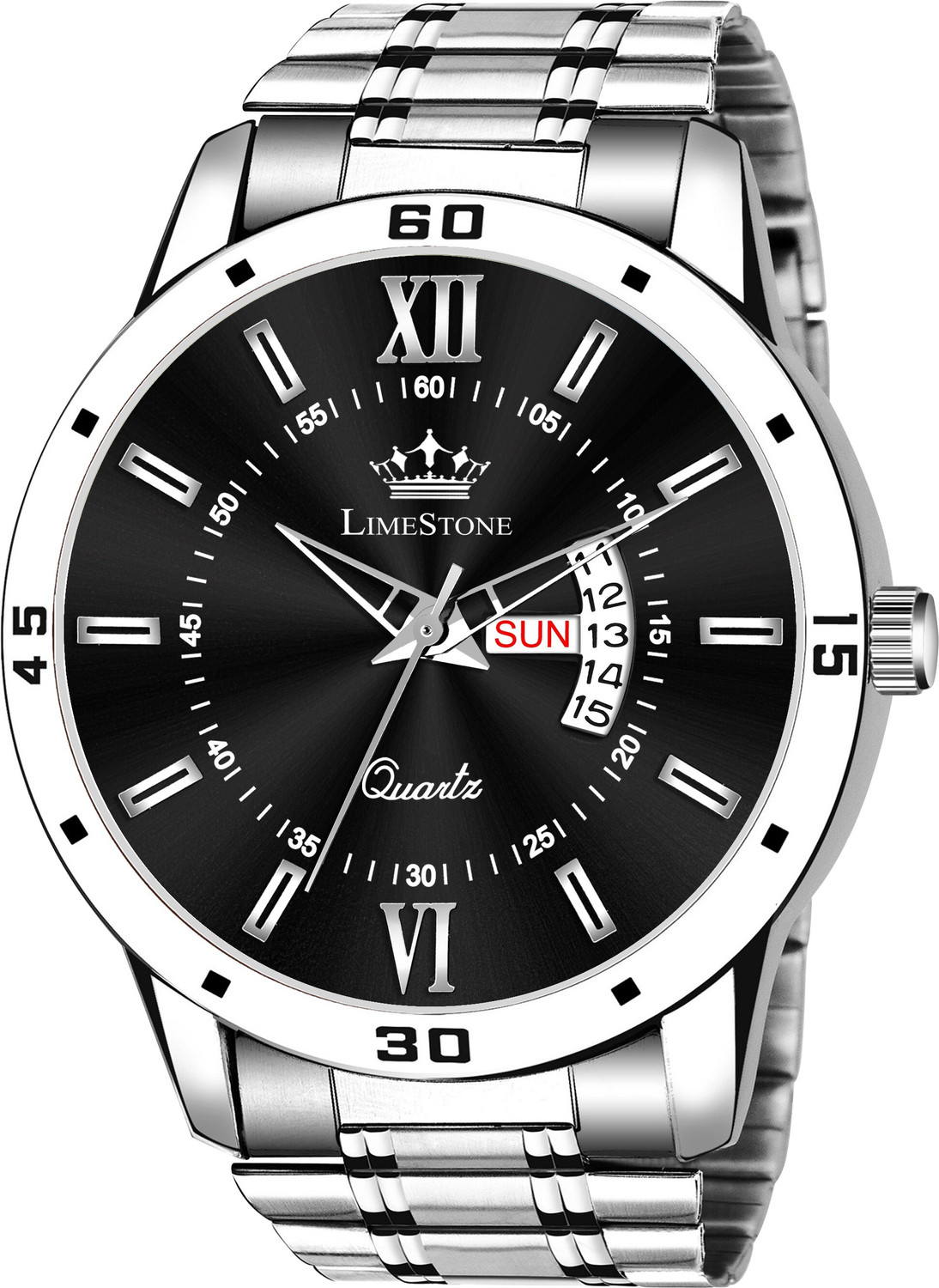 Image of LIMESTONE Day and Date Functioning Stainless Steel Quartz Analog Watch - For Men